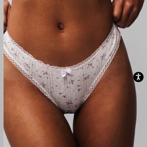 Danielle Guizio Floral Lace Panty in White and Pink